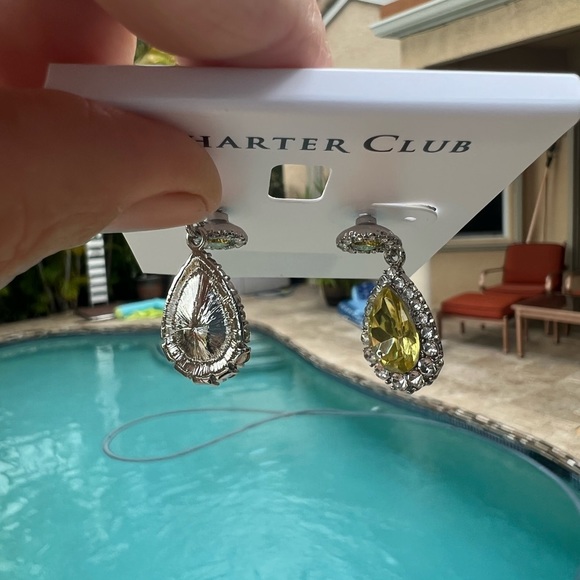 CHARTER CLUB Pavè & Stone Drop Crystal Earrings - Picture 7 of 10